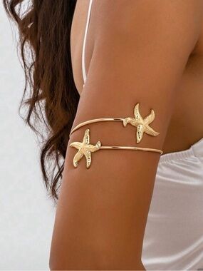 Gold Starfish Upper Arm Cuff Bracelet – Coastal Vacation Jewelry